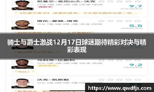 骑士与爵士激战12月17日球迷期待精彩对决与精彩表现